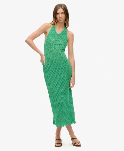 Women's Cotton Crochet Halter Maxi Dress, Green, Size: 8 - Superdry - Modalova