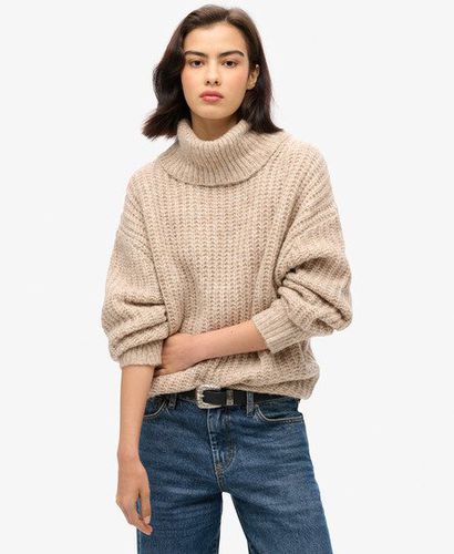 Women's Brushed Rib Slouch Neck Jumper Beige / Light Sand Twist - Size: 10-12 - Superdry - Modalova