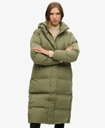 Women's Hooded Longline Puffer Coat Khaki / Wild Khaki - Size: 12 - Superdry - Modalova