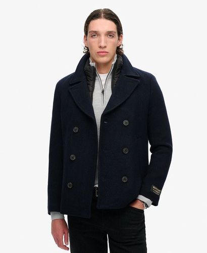 Men's Mens Classic 2 In 1 Wool Pea Coat, Navy Blue, Size: L - Superdry - Modalova