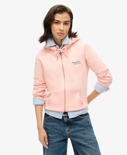 Women's Essential Logo Zip Hoodie Pink / Pale Rose Pink - Size: 8 - Superdry - Modalova