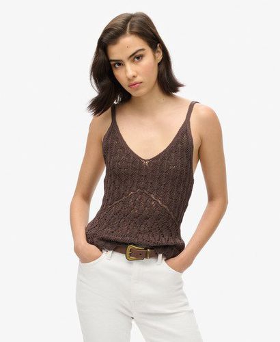 Women's Crochet Cami Top Brown / Dark Oak Brown - Size: 10 - Superdry - Modalova