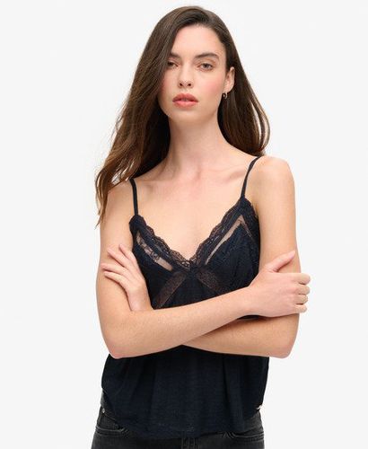 Women's Ibiza Sheer Lace Cami Top Navy / Eclipse Navy - Size: 14 - Superdry - Modalova