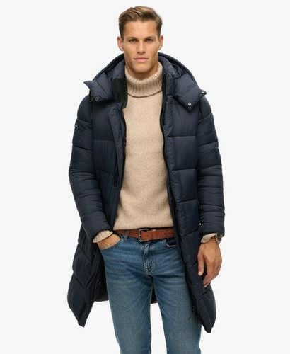 Men's Ripstop Longline Puffer Coat Navy / Eclipse Navy Grid - Size: XL - Superdry - Modalova