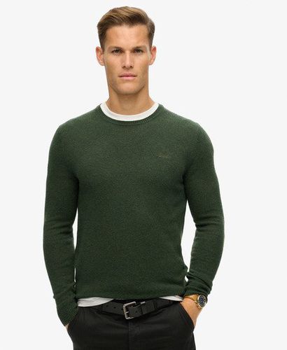 Men's Textured Crew Knitted Jumper Green / Olive Heather - Size: XL - Superdry - Modalova