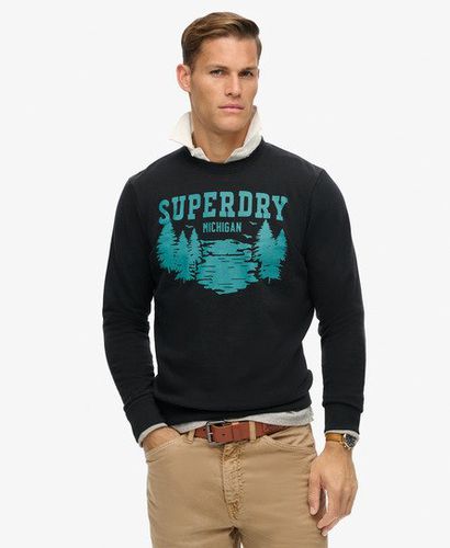 Men's Outdoors Graphic Crew Sweatshirt Black / Nero Black Marl - Size: S - Superdry - Modalova