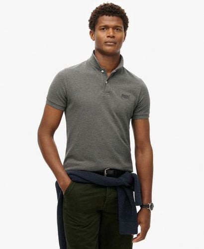 Men's Classic Pique Polo Shirt Grey / Rich Charcoal Marl - Size: S - Superdry - Modalova