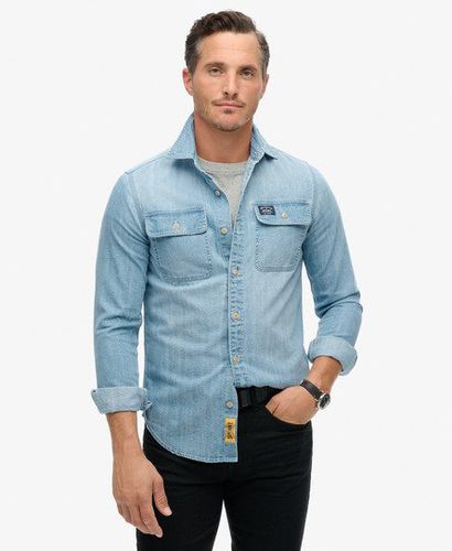 Men's Embroidered Workwear Shirt Blue / Heavy Wash - Size: M - Superdry - Modalova