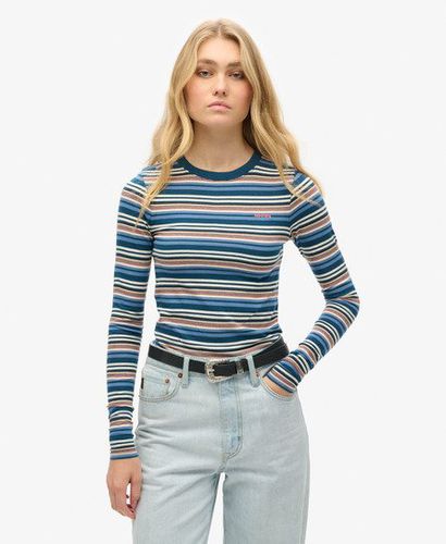 Women's Stripe Long Sleeve Top Blue / Blue Bottle Stripe - Size: 8 - Superdry - Modalova