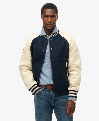 Mens College Varsity Bomber Jacket, Navy Blue and White, Size: M - Superdry - Modalova