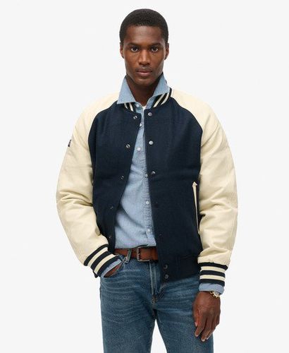 Mens College Varsity Bomber Jacket, Navy Blue and White, Size: XL - Superdry - Modalova