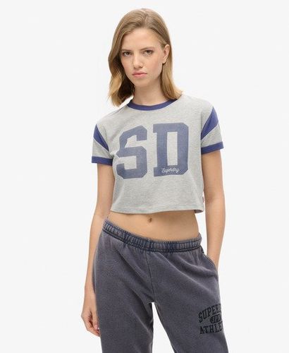 Women's Graphic Print Athletic Essentials Ringer T-Shirt, Grey, Size: 10 - Superdry - Modalova