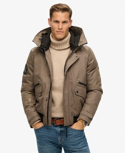 Men's City Tweed Padded Bomber Jacket Beige / Beige Herringbone - Size: M - Superdry - Modalova