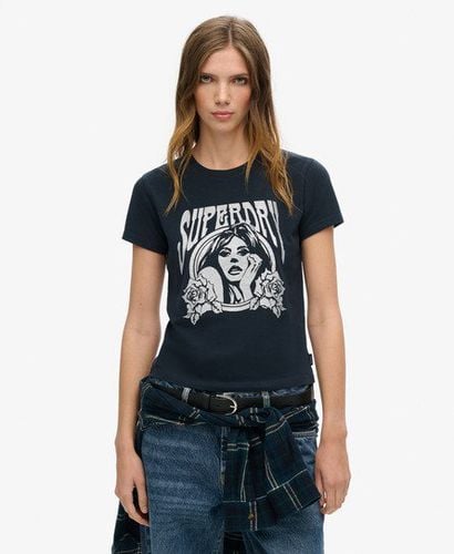 Women's Pop Archive Super Fitted T-Shirt Navy / Eclipse Navy/silver - Size: 8 - Superdry - Modalova