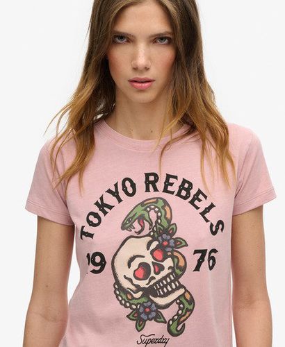 Women's Tattoo Graphic 90s Fit T-Shirt Pink / Blush Pink - Size: 10 - Superdry - Modalova