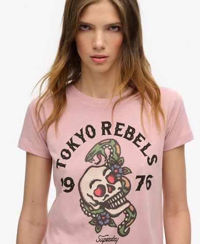 Women's Tattoo Graphic 90s Fit T-Shirt Pink / Blush Pink - Size: 12 - Superdry - Modalova