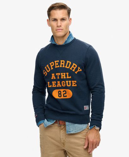 Men's Athletic Printed Sweatshirt Navy/Orange / Eclipse Navy - Size: L - Superdry - Modalova