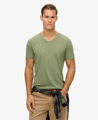 Men's V-Neck Slub Short Sleeve T-Shirt Green / Sea Spray Green - Size: L - Superdry - Modalova