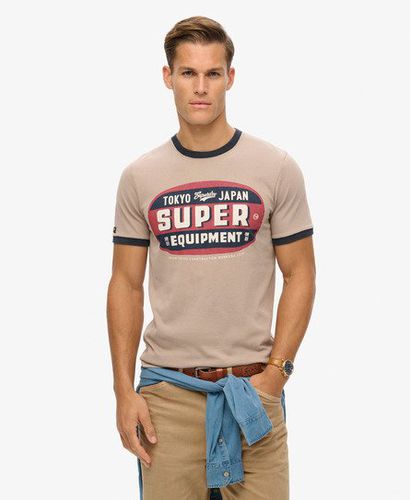 Men's Ringer Workwear Graphic T-Shirt Beige / Deep Beige/Eclipse Navy - Size: L - Superdry - Modalova