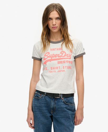 Women's Neon Vintage Logo T-Shirt Light Grey / Glacier Grey Marl - Size: 16 - Superdry - Modalova