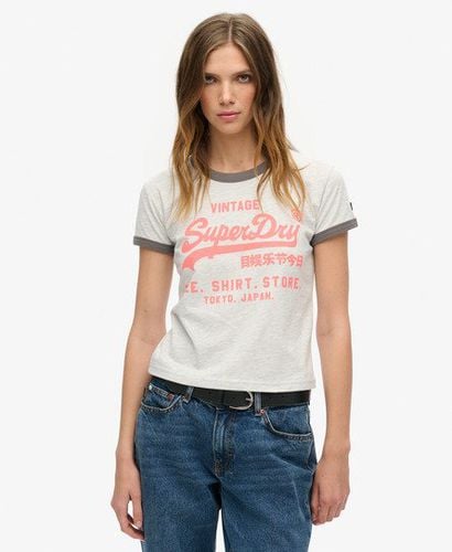 Women's Neonfarbenes T-Shirt mit Vintage-Logo - Größe: 42 - Superdry - Modalova