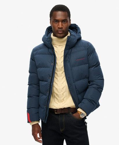 Men's Hooded Microfibre Sports Puffer Jacket Dark Blue / Baltic Blue - Size: S - Superdry - Modalova