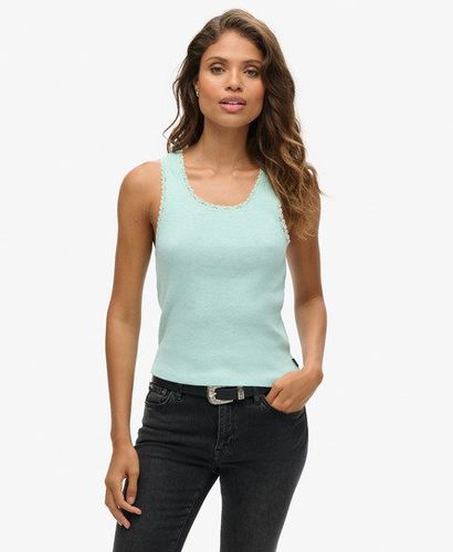 Women's Athletic Essentials Lace Trim Vest Top Green / Minted Green Marl - Size: S/M - Superdry - Modalova