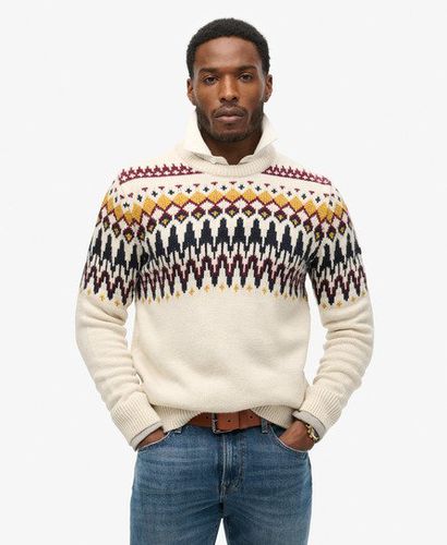 Men's Fairisle Knit Crew Jumper White / Ecru Multi - Size: M - Superdry - Modalova