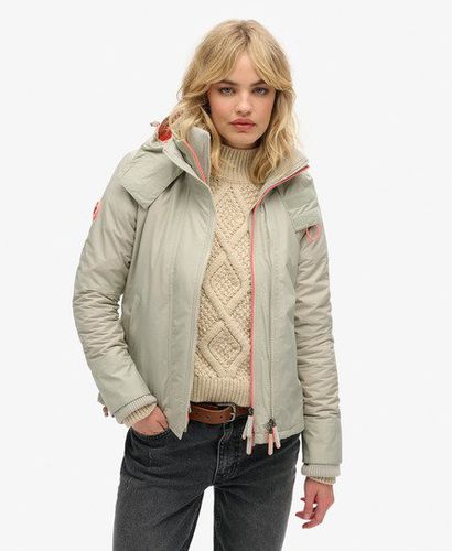 Women's Pop Zip Hooded Arctic SD-Windcheater Jacket Grey / Willow Grey Grid - Size: 10 - Superdry - Modalova