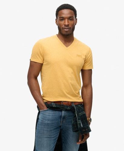 Men's Organic Cotton Essential Logo V Neck T-Shirt Yellow / Ochre Marl - Size: M - Superdry - Modalova