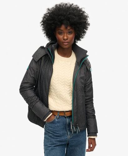 Women's Pop Zip Hooded Arctic SD-Windcheater Jacket Dark Grey / Mid Charcoal Marl/ Cool Green - Size: 10 - Superdry - Modalova