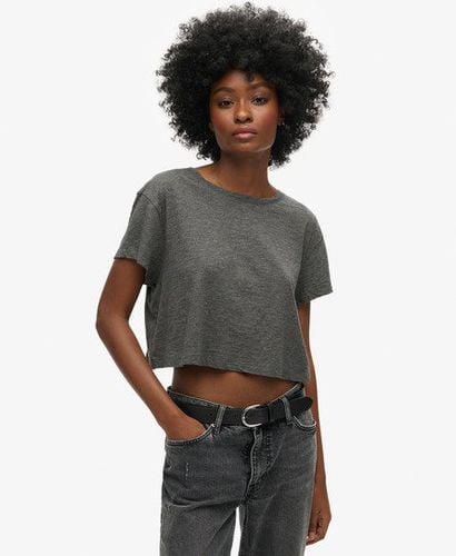 Women's Slouchy Cropped T-Shirt Dark Grey / Cosmo Grey Marl - Size: 12 - Superdry - Modalova