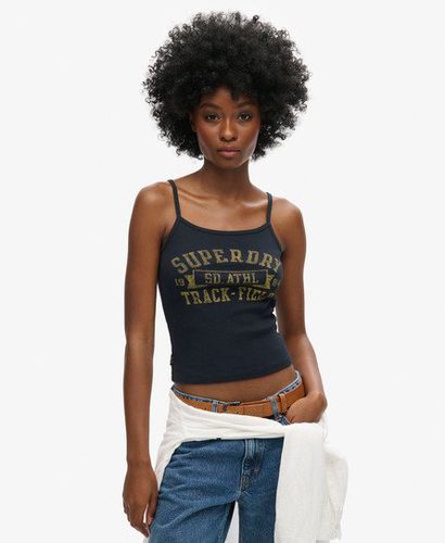 Women's Athletic College Graphic Rib Cami Top Navy / Eclipse Navy - Size: 10-12 - Superdry - Modalova