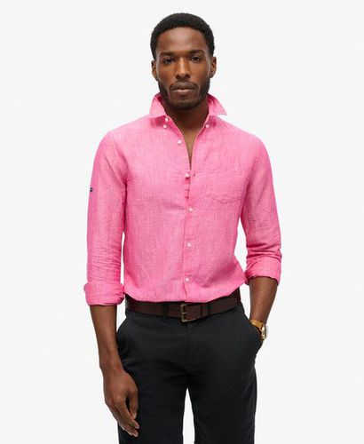 Men's Organic Cotton Studios Linen Button Down Shirt Pink / Vibe Pink - Size: L - Superdry - Modalova