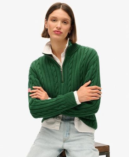 Women's Knitted Rugby Henley Jumper Green / Forest Green - Size: 10 - Superdry - Modalova