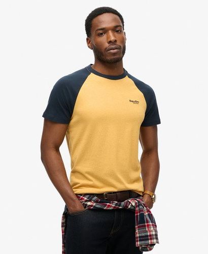 Men's Organic Cotton Essential Logo Baseball T-Shirt Yellow / Ochre Yellow Marl/Eclipse Navy - Size: S - Superdry - Modalova