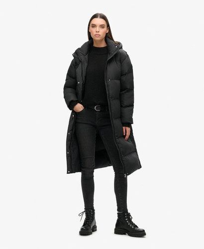 Women's Hooded Longline Puffer Coat Black - Size: 12 - Superdry - Modalova