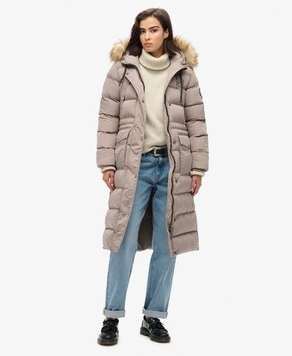 Women's Everest Faux Fur Longline Coat Beige / Deep Beige Slub - Size: 16 - Superdry - Modalova