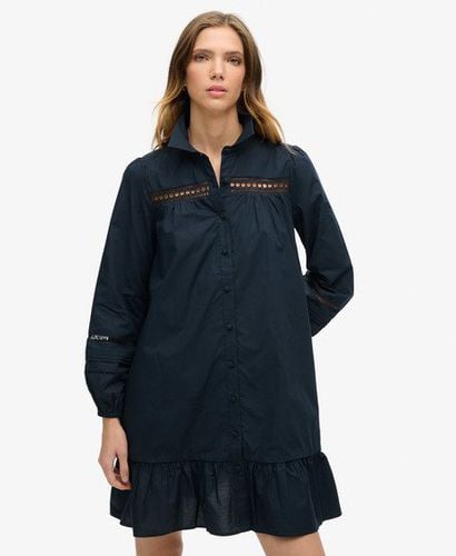 Women's Lace Mix Shirt Dress Navy - Size: 10 - Superdry - Modalova