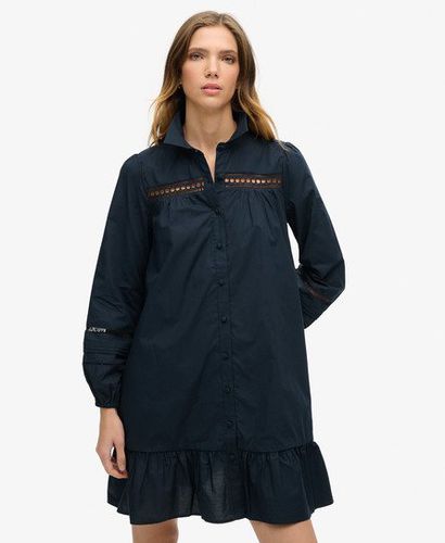 Women's Lace Mix Shirt Dress Navy - Size: 8 - Superdry - Modalova