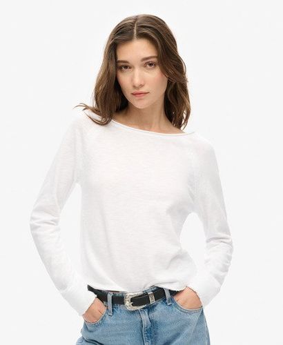 Women's Long Sleeve French Terry Top White / Optic - Size: 8 - Superdry - Modalova