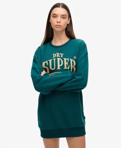 Women's Luxe Metallic Logo Sweat Dress Dark Green / Deep Teal - Size: 10-12 - Superdry - Modalova