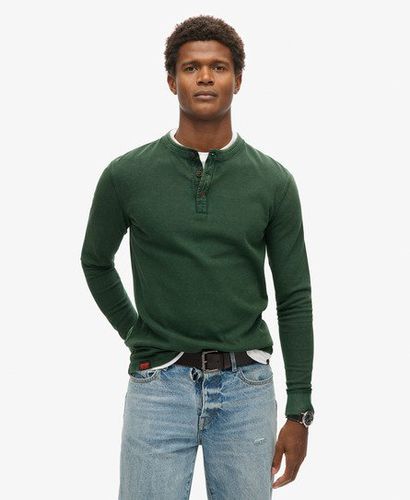 Men's Vintage Textured Grandad Top Green / Enamel Green - Size: M - Superdry - Modalova