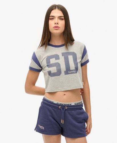 Ladies Slim Fit Embroidered Logo Essential Shorts, Navy Blue, Size: 14 - Superdry - Modalova