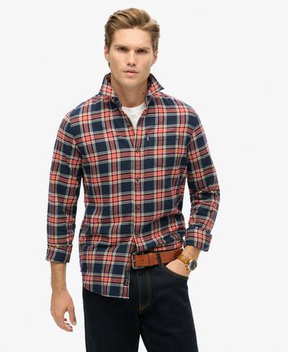 Mens Classic Check Organic Cotton Vintage Shirt, Navy Blue, Size: L - Superdry - Modalova