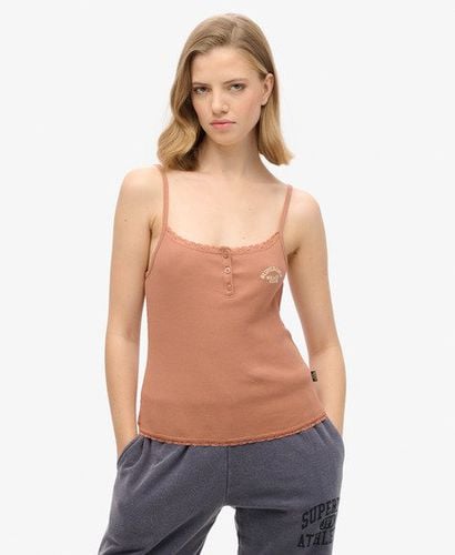 Women's Athletic Essentials Button Down Cami Top Brown / Mocha Mousse Brown - Size: 14-16 - Superdry - Modalova