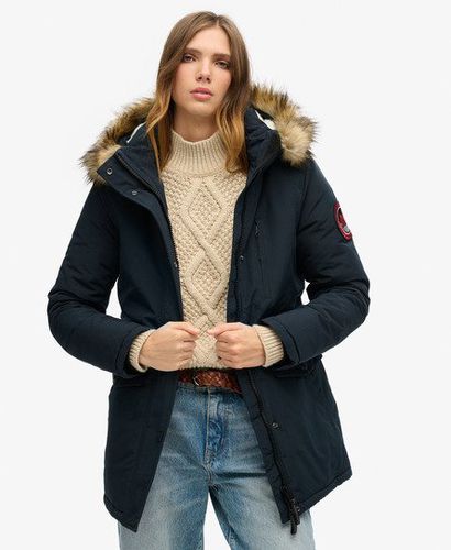 Women's Hooded Everest Faux Fur Parka Coat Navy / Eclipse Navy - Size: 10 - Superdry - Modalova