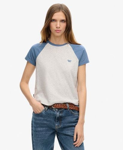 Women's Essential Logo Slub Retro T-Shirt Blue / Wedgewood Blue/Glacier Grey - Size: 12 - Superdry - Modalova