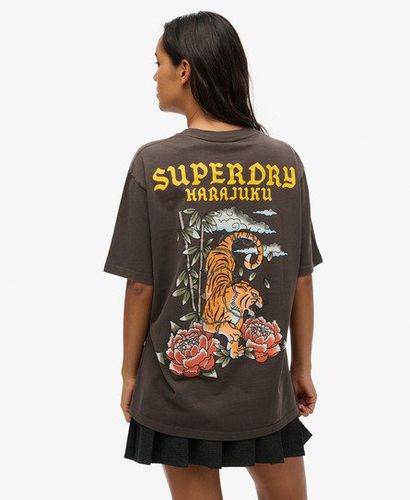 Women's Oversized Tattoo Graphic T-Shirt Black / Vintage Black - Size: L - Superdry - Modalova