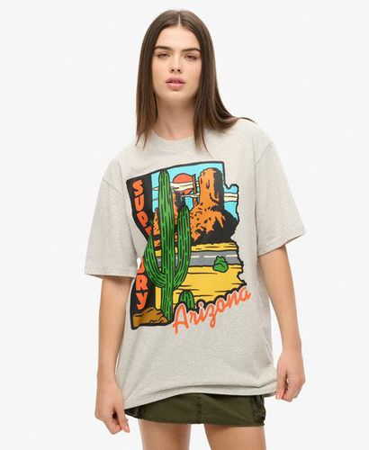 Women's Oversized Travel Postcard Graphic T-Shirt Light Grey / Glacier Grey Marl - Size: XL - Superdry - Modalova